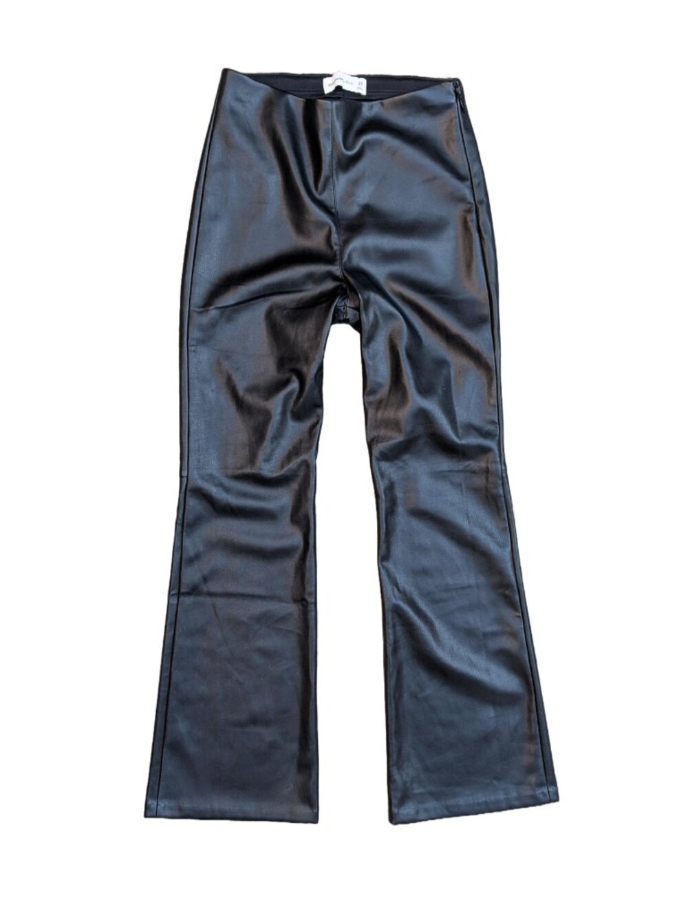 Abercrombie & Fitch High Rise Slim Boot Vegan Leather black Pant VGUC 26S - Picture 6 of 12